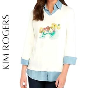 KIM ROGERS Country Cottage Graphic Tunic Top, XL, NWT!